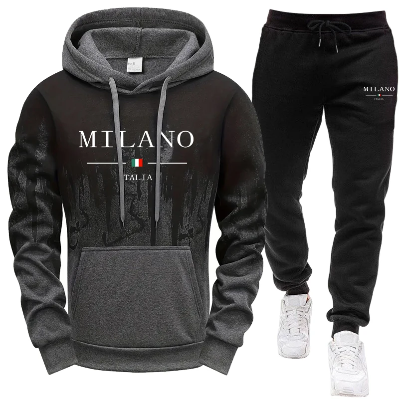 Outdoor Sports Outfit - Men's Set/Hoodie/Pants Autumn Winter Italy Casual